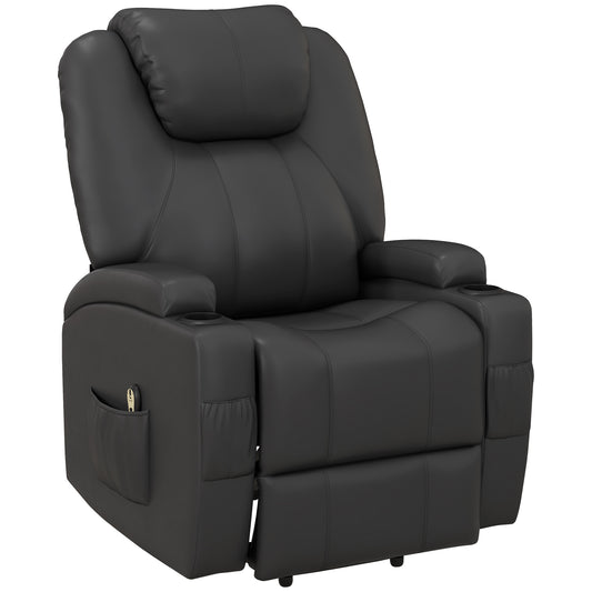 HOMCOM Power Recliner, Electric Lift Chair for Elderly with Footrest, Remote Control, Side Pockets and Cup Holders, Grey | Dipra Home