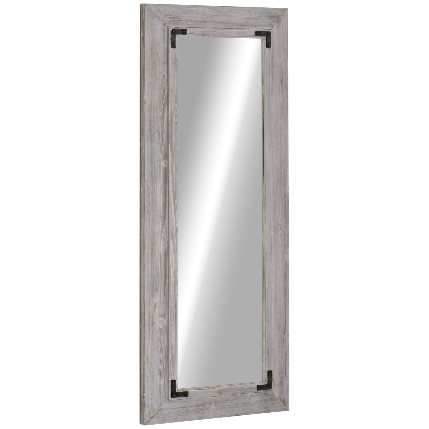 HOMCOM Farmhouse Flair: 59" x 23.5" Full Length Wall Mirror, Rustic Grey Finish for Living Room, Bedroom Decor | Dipra Home