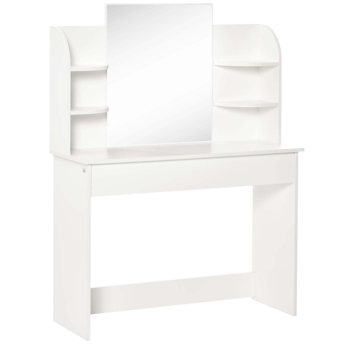 HOMCOM Dressing Table Vanity Set with Makeup Mirror Large Drawers Open Shelf for Bedroom White | Dipra Home