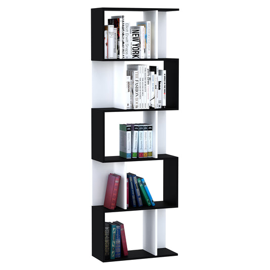 HOMCOM 5-Tier Modern Bookcase Display Shelf Storage Room Divider for Living Room Home Office Black | Dipra Home