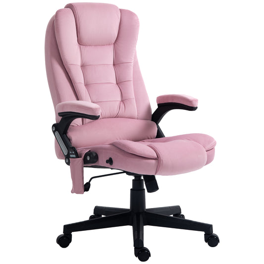 Vinsetto 6 Point Vibrating Massage Office Chair High Back Executive Chair with Reclining Back, Swivel Wheels, Pink | Dipra Home