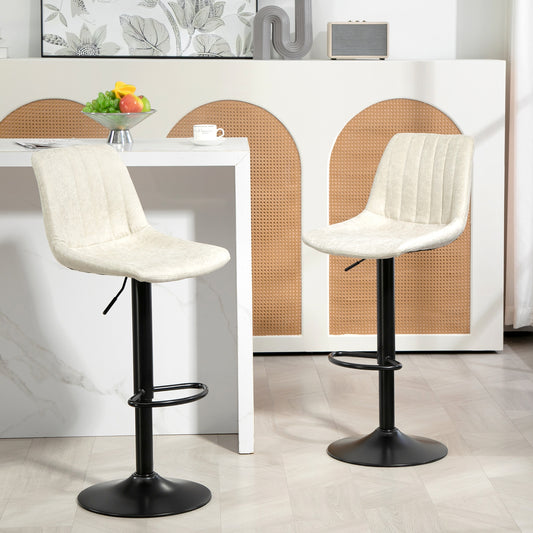 HOMCOM Set of 2 Counter Height Adjustable Bar Stools Swivel Seat Leathaire Upholstery | Dipra Home