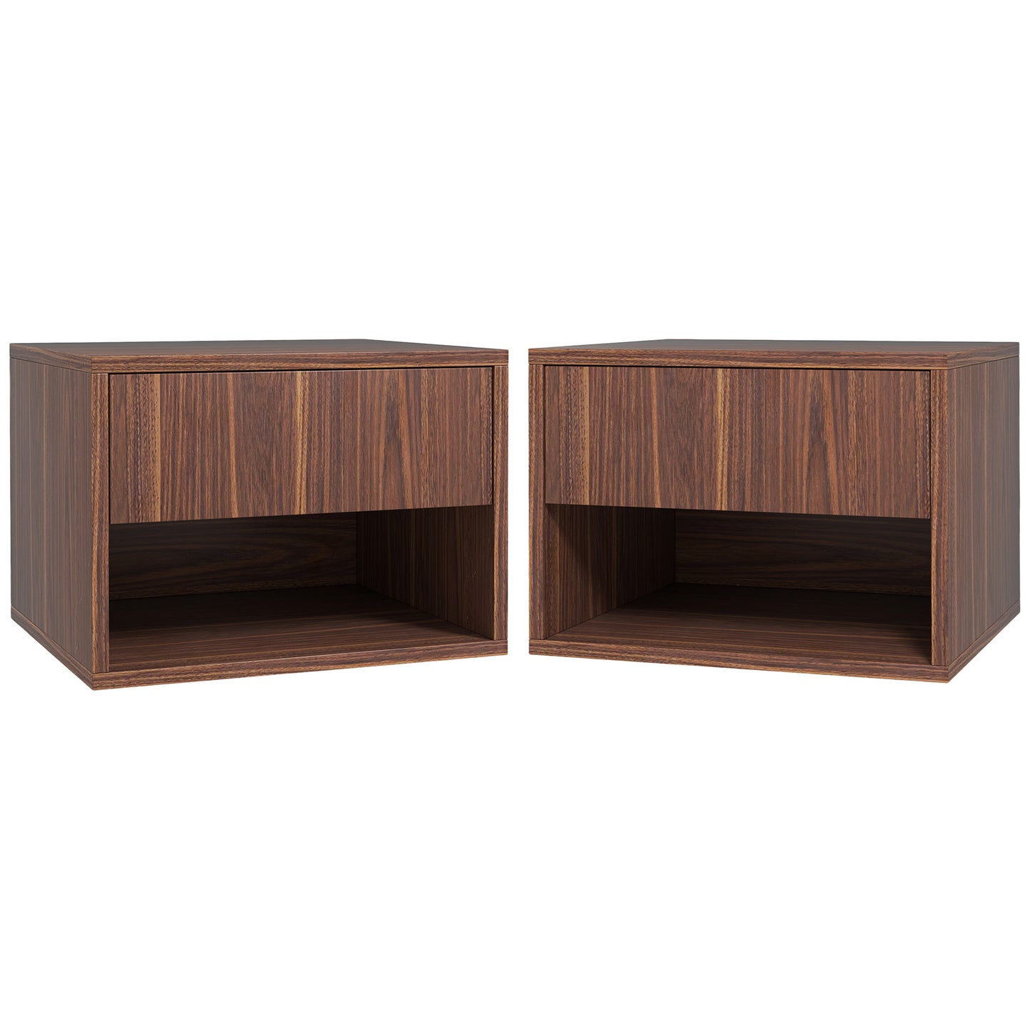 HOMCOM Floating Nightstand Set of 2, Wall Mounted Bedside Table with Drawer for Bedroom, Brown | Dipra Home