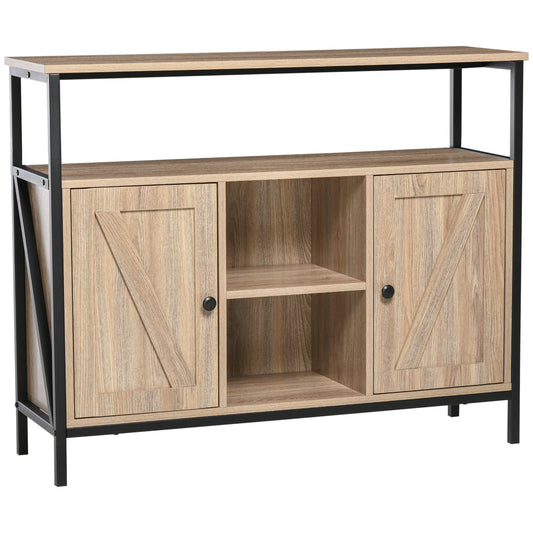 HOMCOM Industrial Chic: Buffet Sideboard Coffee Bar Table with Stemware Rack, Adjustable Shelves for Living Room | Dipra Home