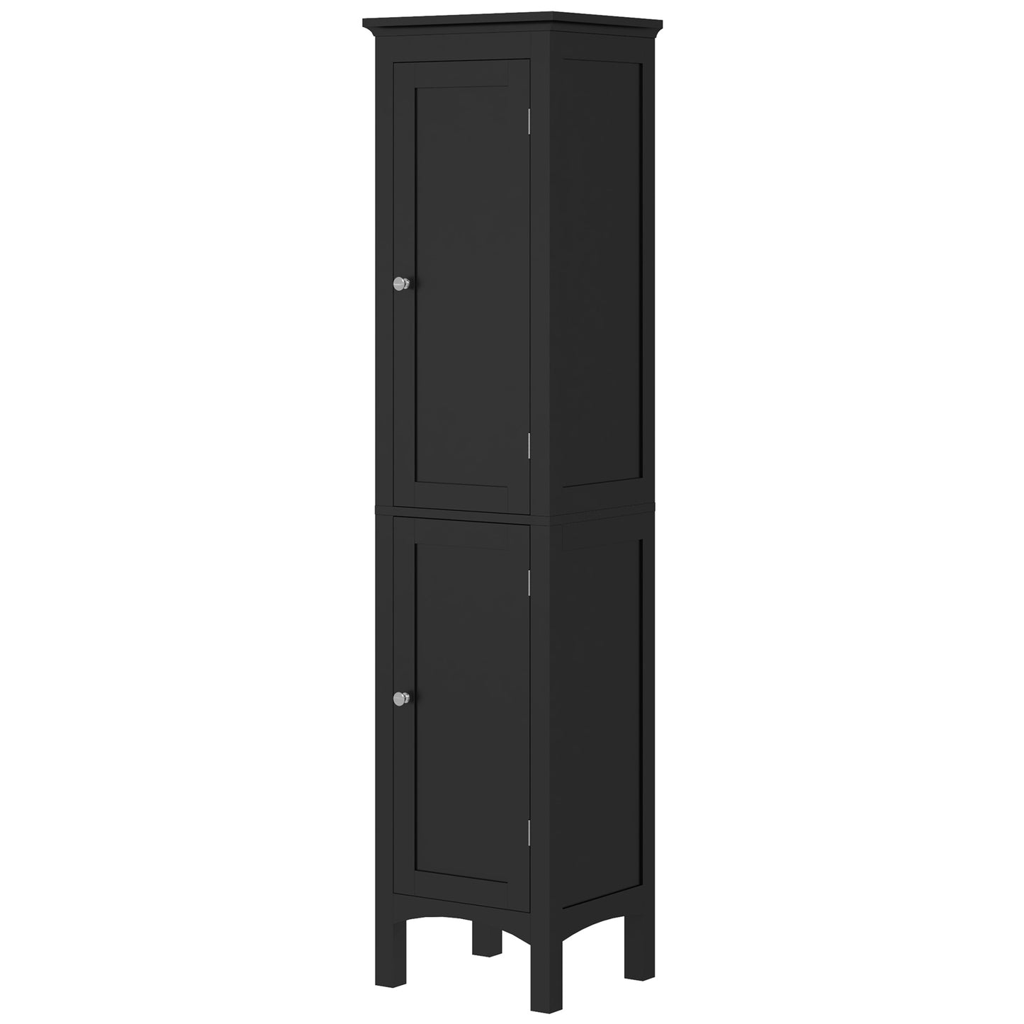 kleankin Freestanding Tall Bathroom Cabinet Organizer Adjustable Shelves Cupboards 15" x 13" x 63" Black | Dipra Home