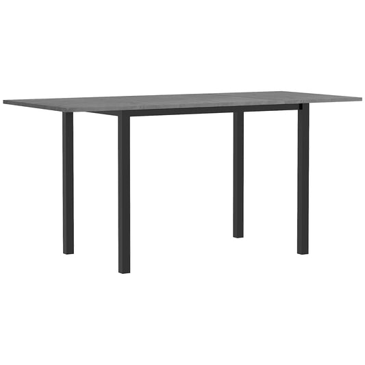 HOMCOM Space Saving Extendable Dining Table for 6 with Drop Leaf Folding Feature in Dark Grey Ideal for Small Spaces | Dipra Home