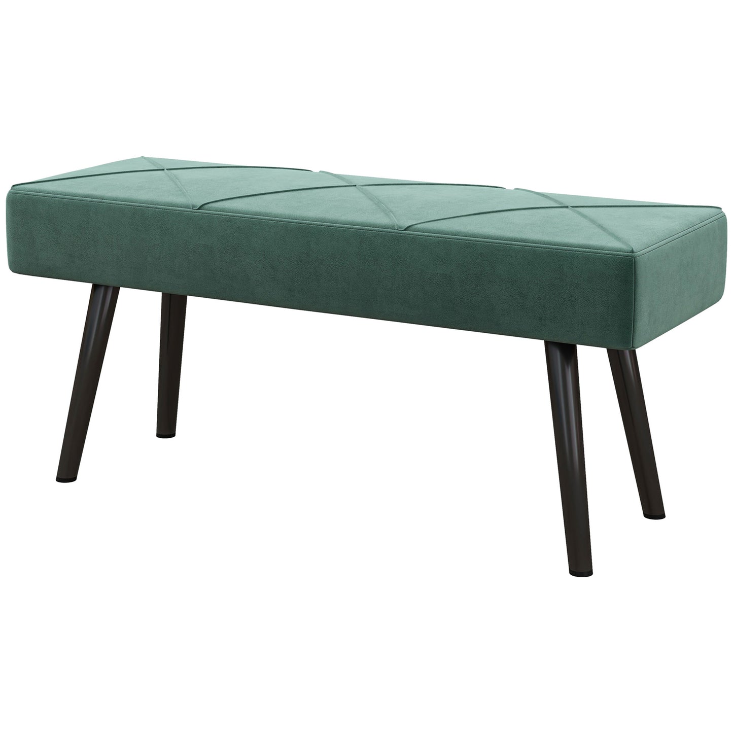 HOMCOM 39 Inches Upholstered Bedroom Bench, Modern End of Bed Bench with Steel Legs, Green | Dipra Home