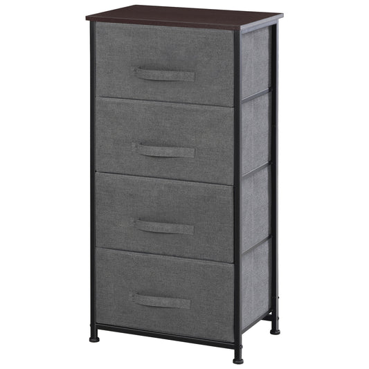 HOMCOM 4-Drawer Linen Storage Tower: Removable Fabric Drawers, Metal Frame, Adjustable Feet, Black | Dipra Home