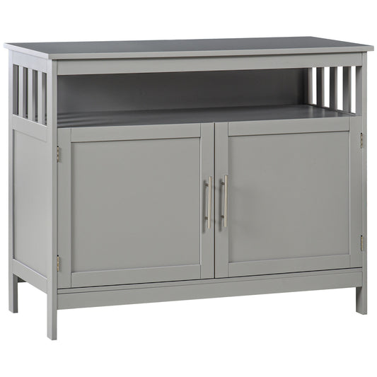 HOMCOM Wooden Storage Console: Kitchen Sideboard Bar Cabinet, Buffet Cabinet with 2-Level Cabinet and Open Shelf, Light Grey | Dipra Home