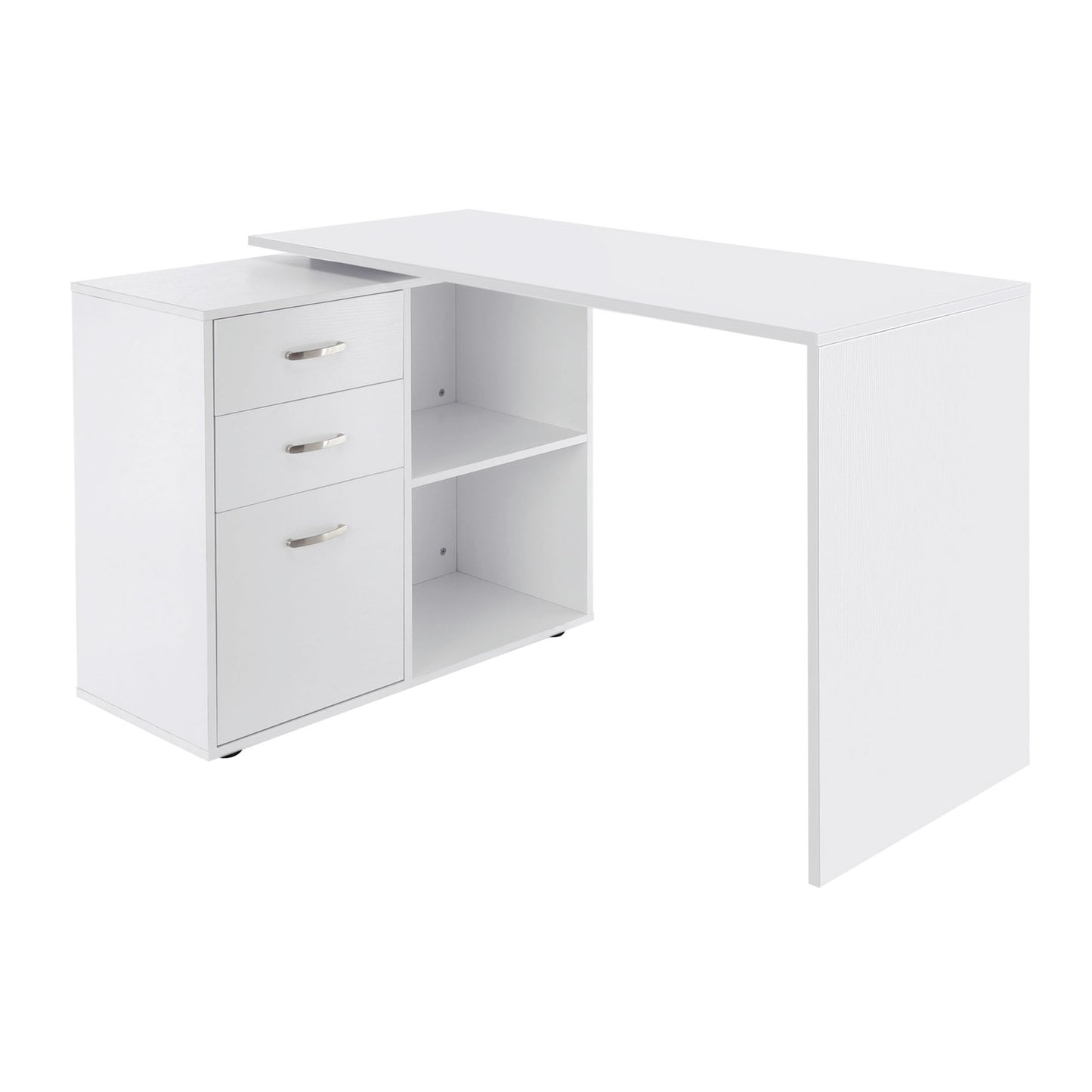 HOMCOM L-Shaped Desk Computer Corner with Storage Shelf Drawer White Home Office Workstation | Dipra Home