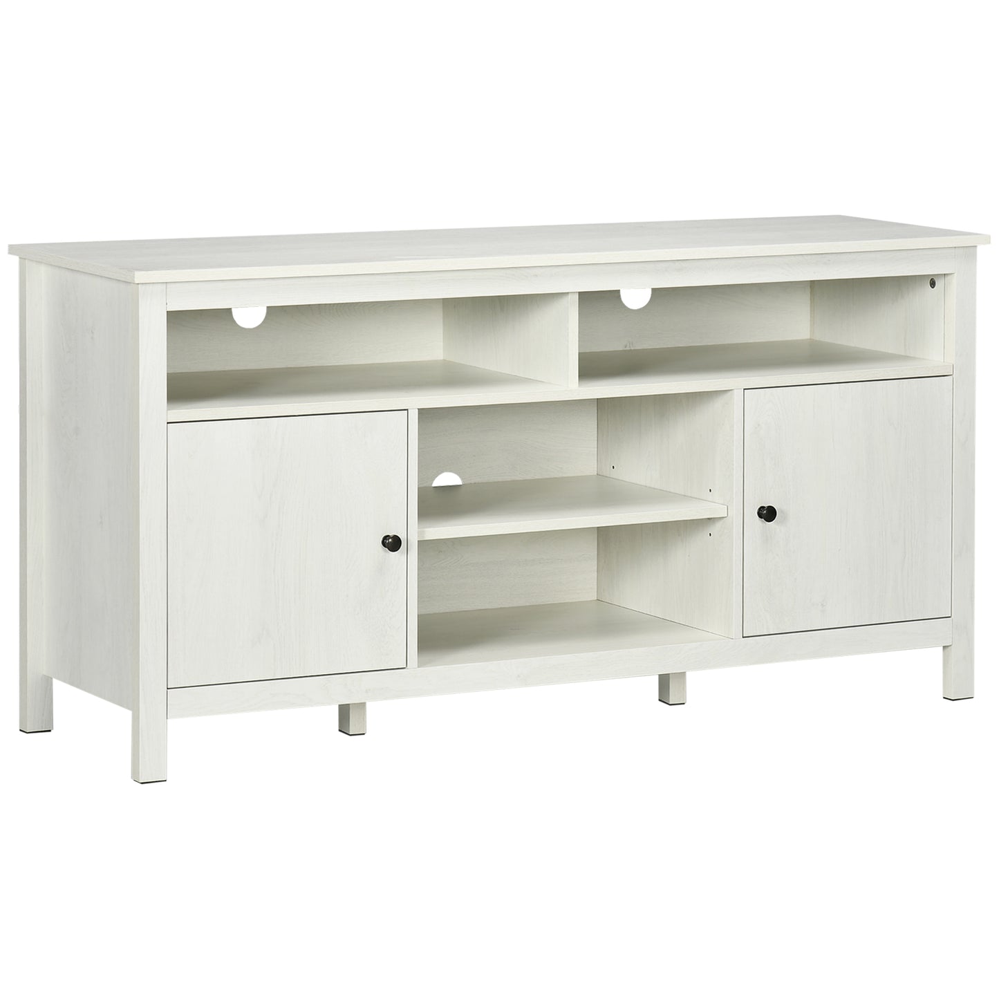 HOMCOM TV Stand: For 55" TVs, White, Cupboard, Shelves, Storage Space, 55.1"x15.7"x27", Wood Media Console | Dipra Home