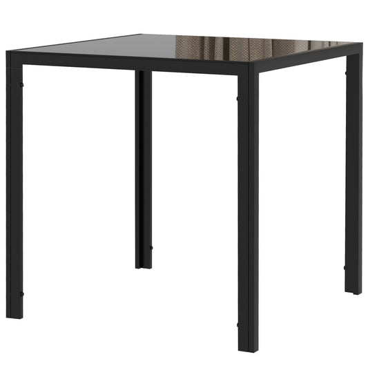 HOMCOM Square Kitchen Table for 2-4 People, Dining Table with Glass Top and Steel Legs for Dining Room, Black | Dipra Home