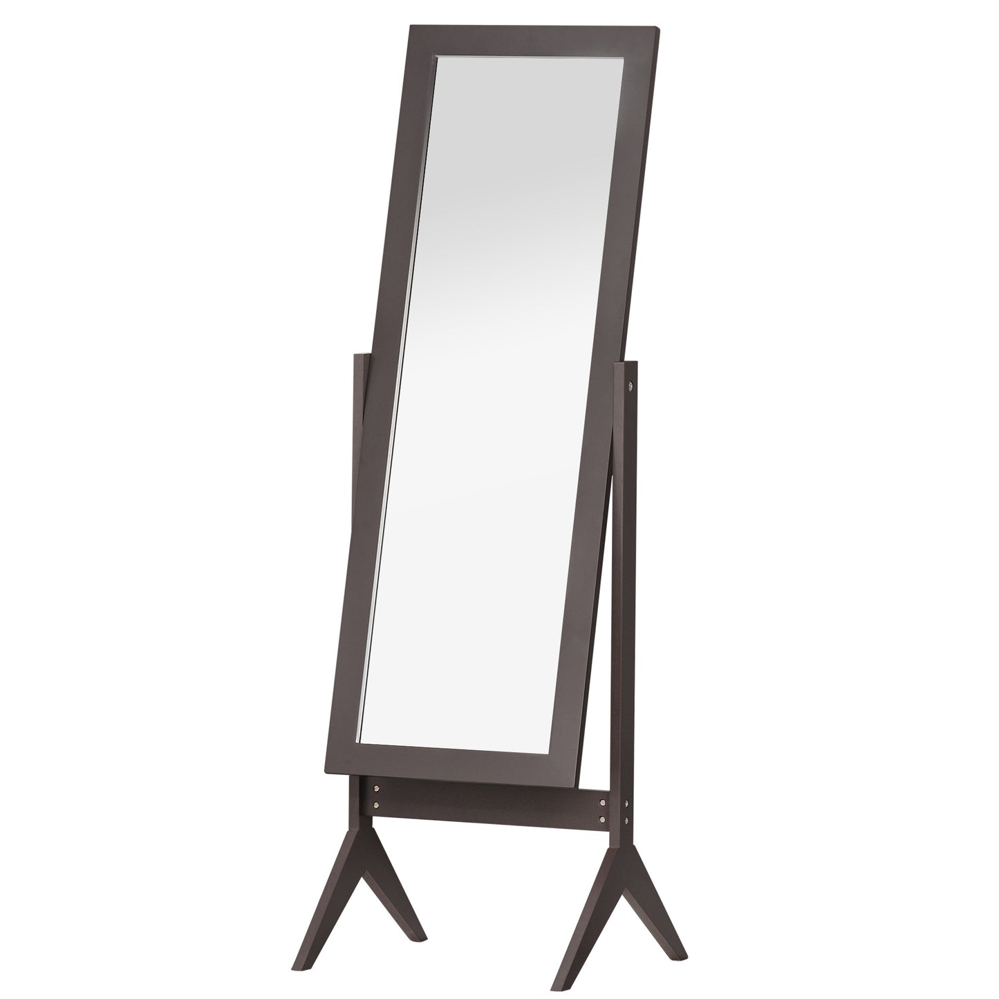 HOMCOM Full Length Mirror, Floor Standing Mirror with Adjustable Angle for Dressing Living Room Bedroom, Dark Brown | Dipra Home