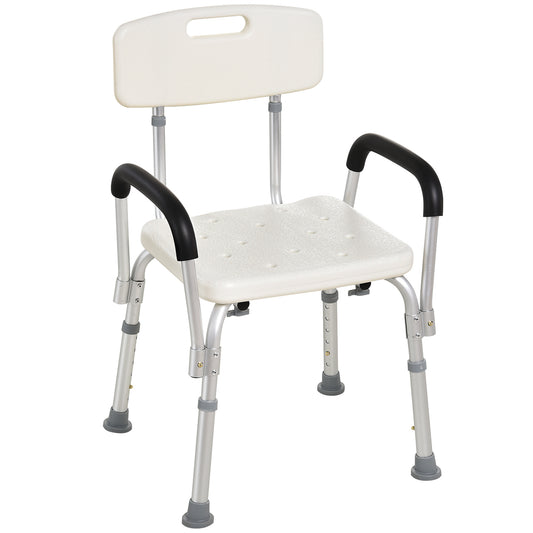 HOMCOM Medical Shower Chair Adjustable with Back Bathtub Bench Seat Padded Arms Non Slip Safety for Disabled Seniors | Dipra Home