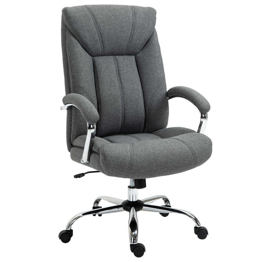 Vinsetto Ergonomic Home Office Chair: High Back Linen Fabric, Swivel, Adjustable Height with Arm, Grey | Dipra Home