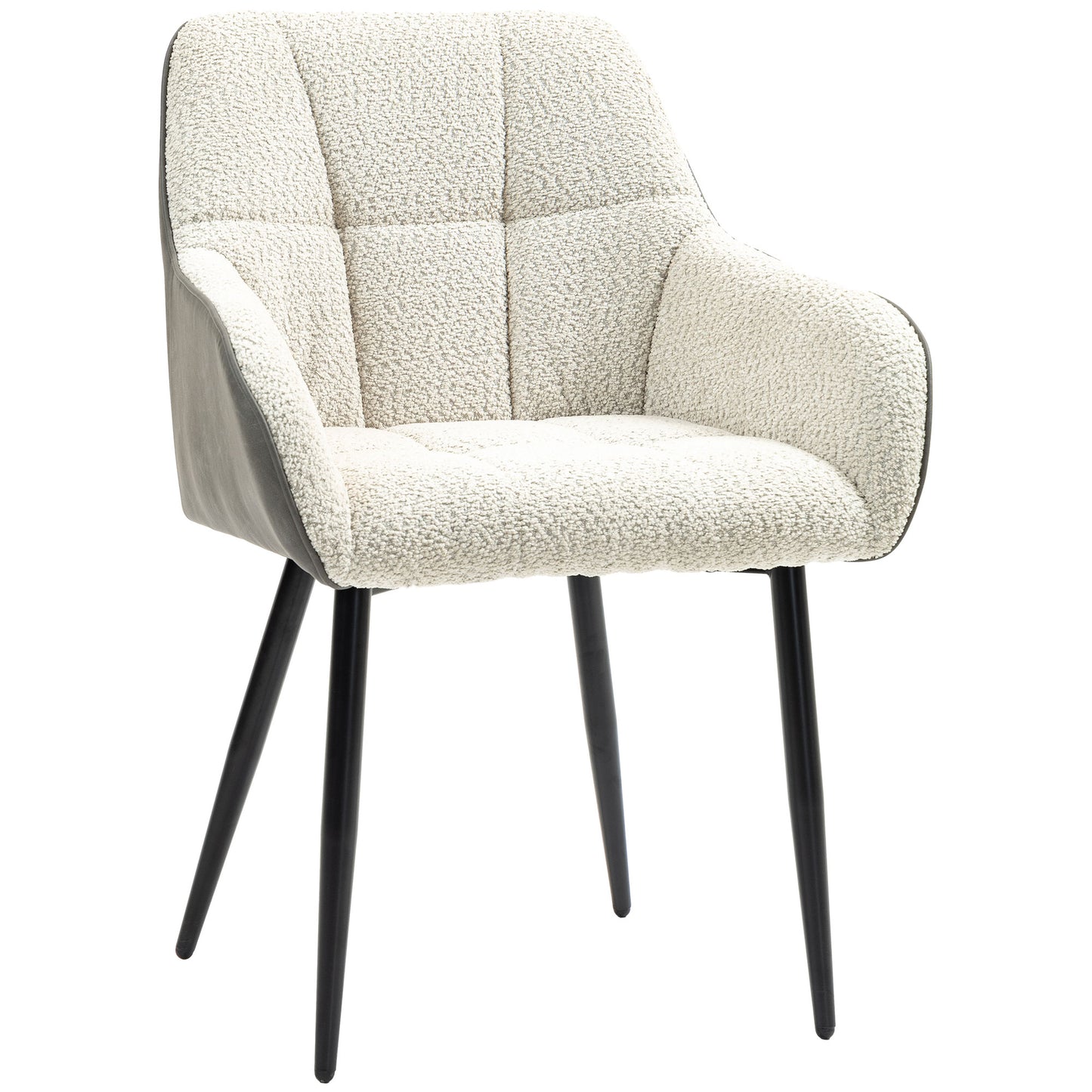 HOMCOM Accent Chair with Foot Pads, Living Room Chair with Chenille Fabric Front and PU Back, Cream White | Dipra Home