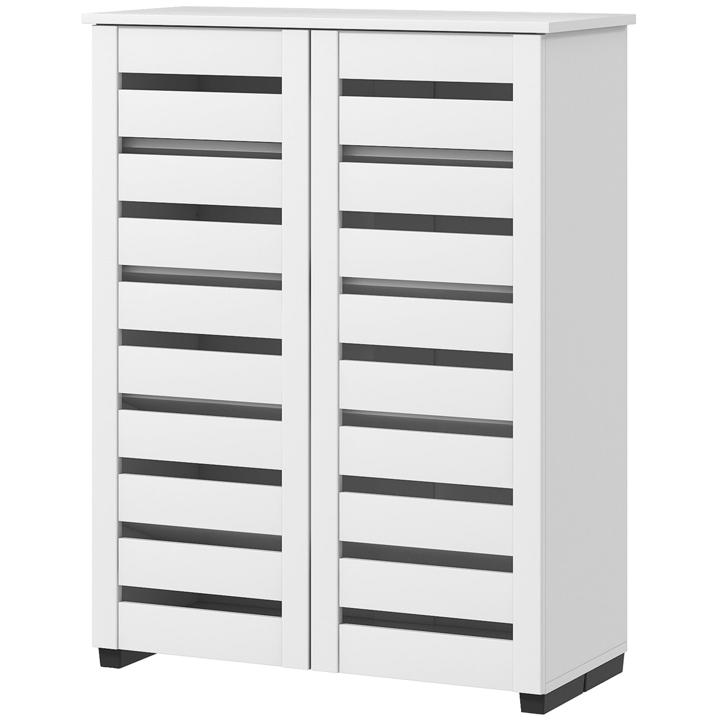 HOMCOM Shoe Storage Cabinet, Shoe Cabinet with 2 Slatted Doors for 15 Pairs of Shoes, White | Dipra Home