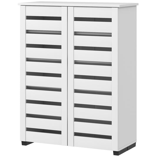 HOMCOM Shoe Storage Cabinet, Shoe Cabinet with 2 Slatted Doors for 15 Pairs of Shoes, White | Dipra Home