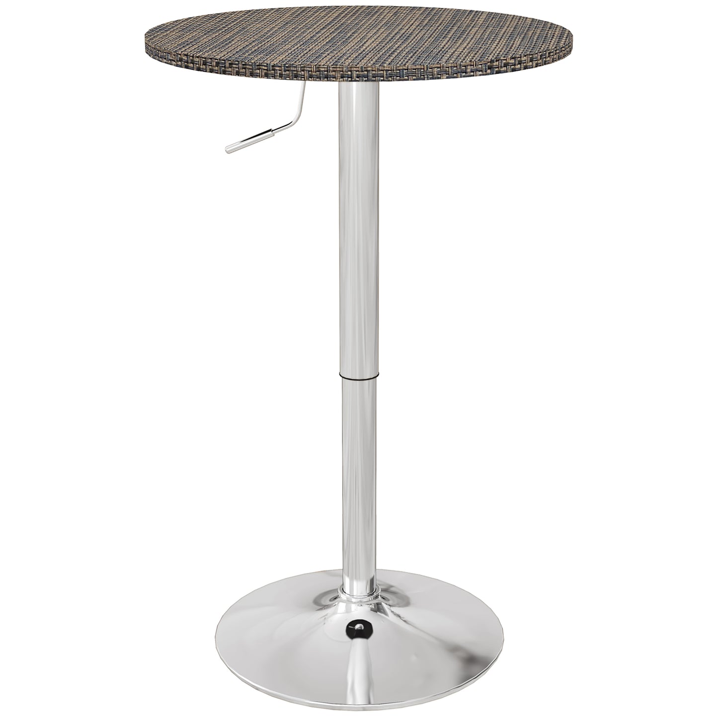 HOMCOM Adjustable Bar Table for 2, Round Pub Table with PE Rattan Top and Steel Base for Home Bar, Small Dining Room, Brown | Dipra Home