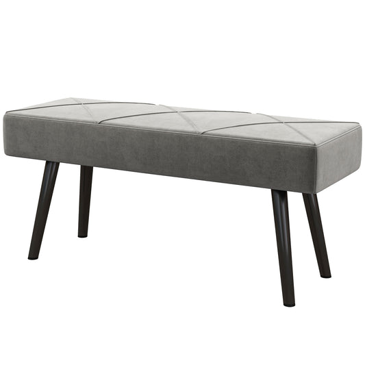 HOMCOM Modern Velvet-feel Bedroom Bench 39 Inches with Foot Pads Steel Legs End of Bed Bench for Bedroom Grey | Dipra Home