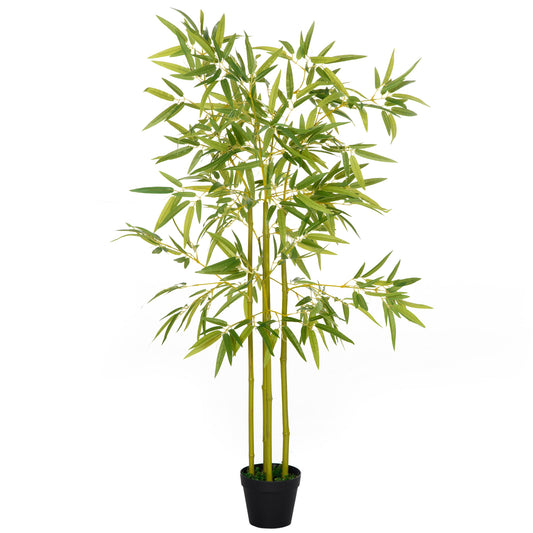 Outsunny 4FT Artificial Bamboo Tree: Faux Greenery Plant in Nursery Pot for Indoor Outdoor Décor | Dipra Home