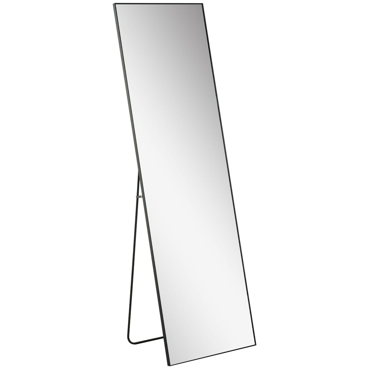 HOMCOM Full-Length Dressing Mirror: Floor or Wall Mount, Aluminum Frame for Bedroom, Living Room, Black | Dipra Home