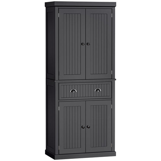 HOMCOM Black Traditional Kitchen Cabinet: Freestanding Storage Cupboard with Drawer, Doors and Adjustable Shelves | Dipra Home