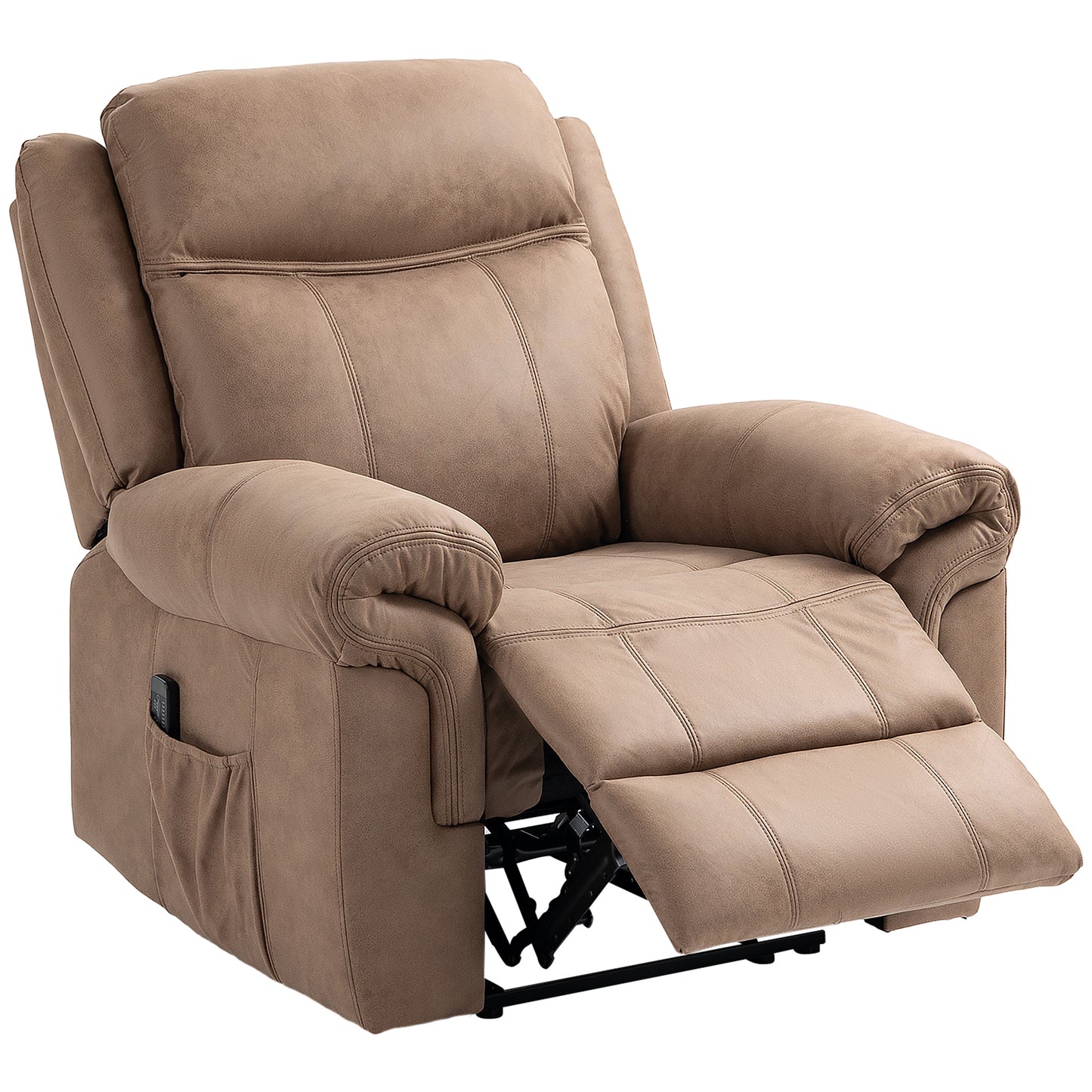 HOMCOM Manual Recliner Chair Microfibre Vibration Massage Side Pockets Brown Cozy Living Room Furniture | Dipra Home