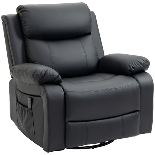 HOMCOM Deluxe Recliner Chair Manual Massage Leather Electronic Lounge Black Heated Vibrating Sofa | Dipra Home