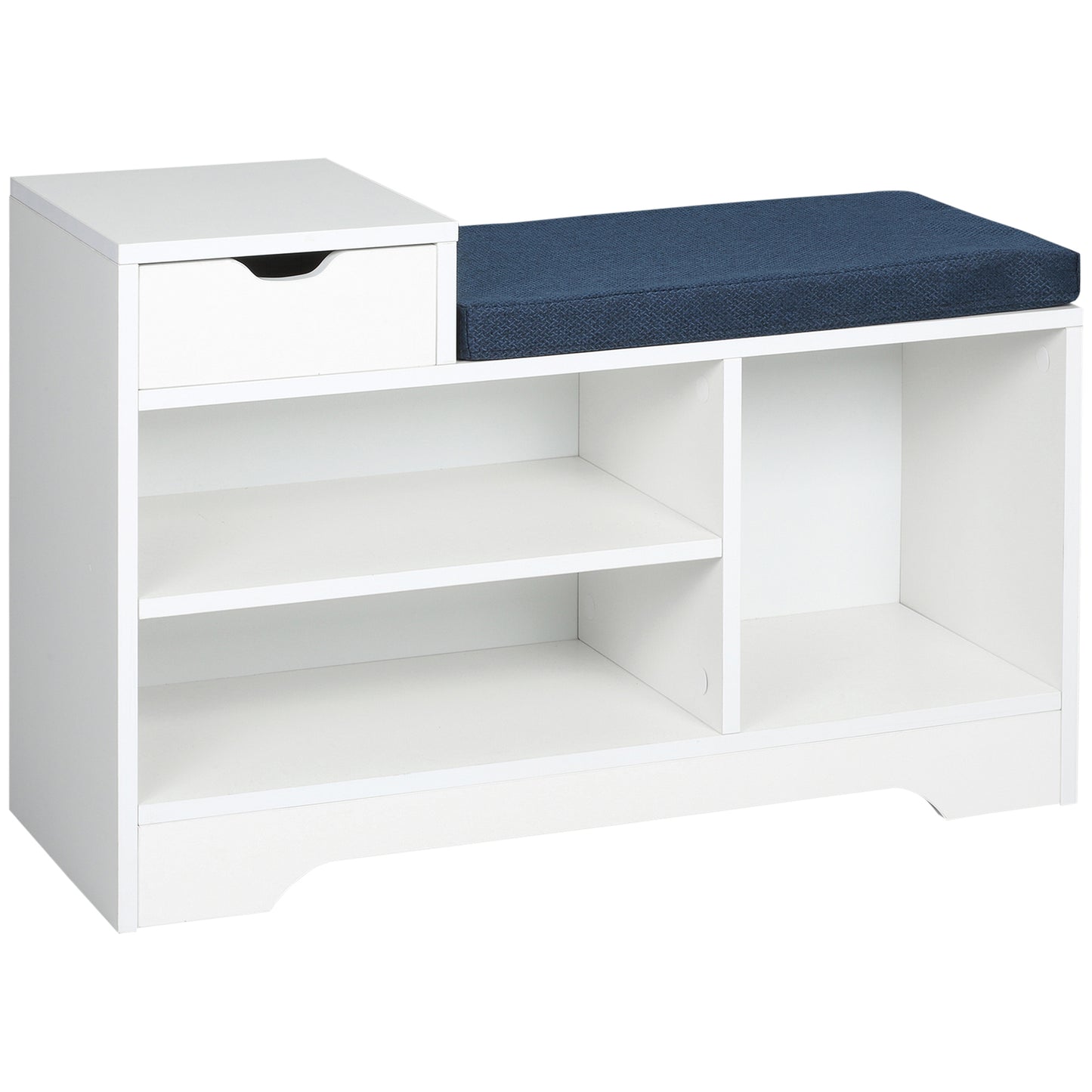 HOMCOM White Entryway Shoe Bench: Cushioned Seat with Storage Drawer & Open Shelving for Convenient Access | Dipra Home