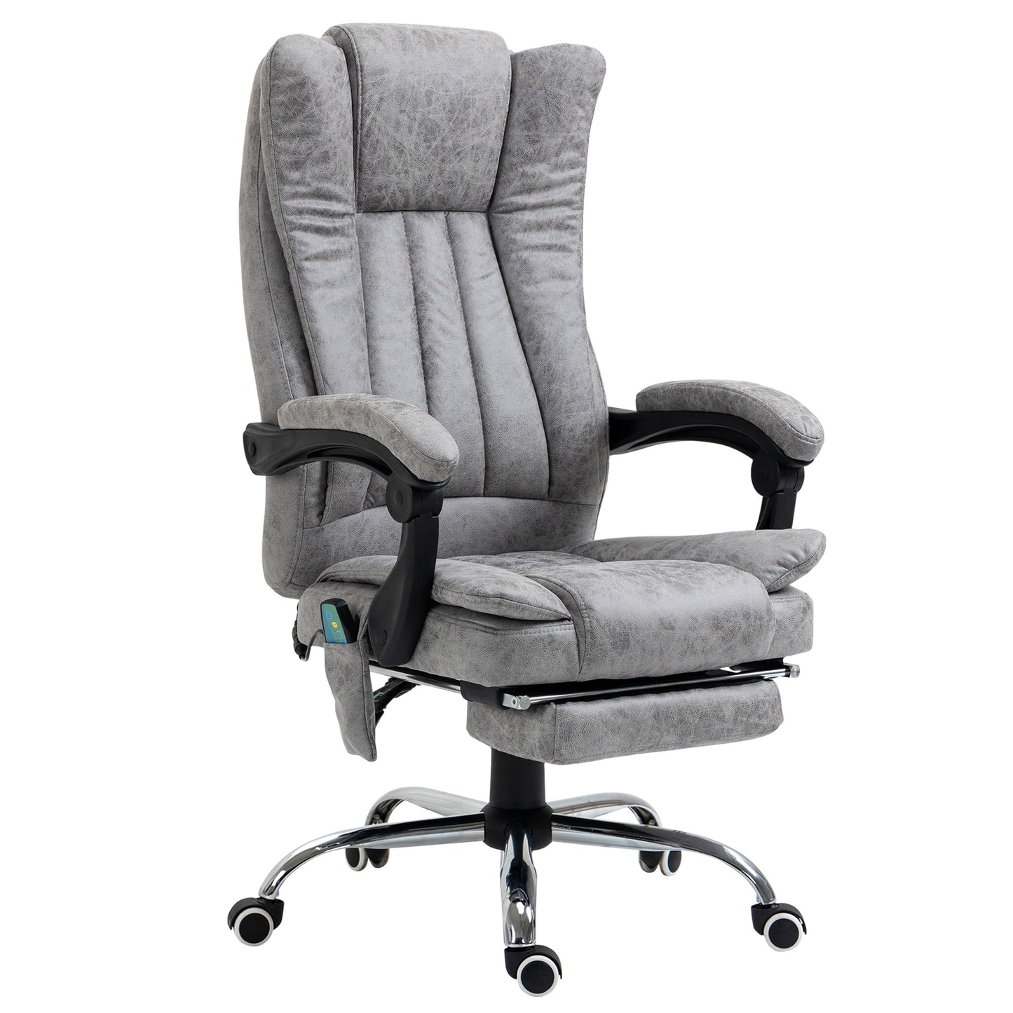 Vinsetto Vibration Massage Office Chair: 6-point Micro Fiber Recliner, Retractable Footrest, Grey | Dipra Home