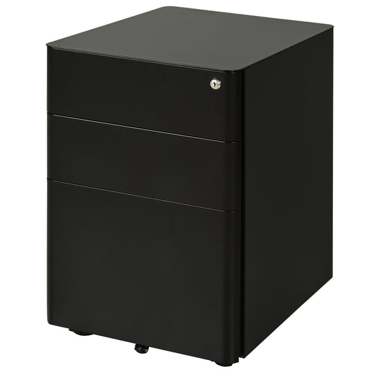 Vinsetto Compact File Vault: 3 Lockable Drawers & Smooth-Rolling Mobility for Secure Home Office Organization, Black | Dipra Home