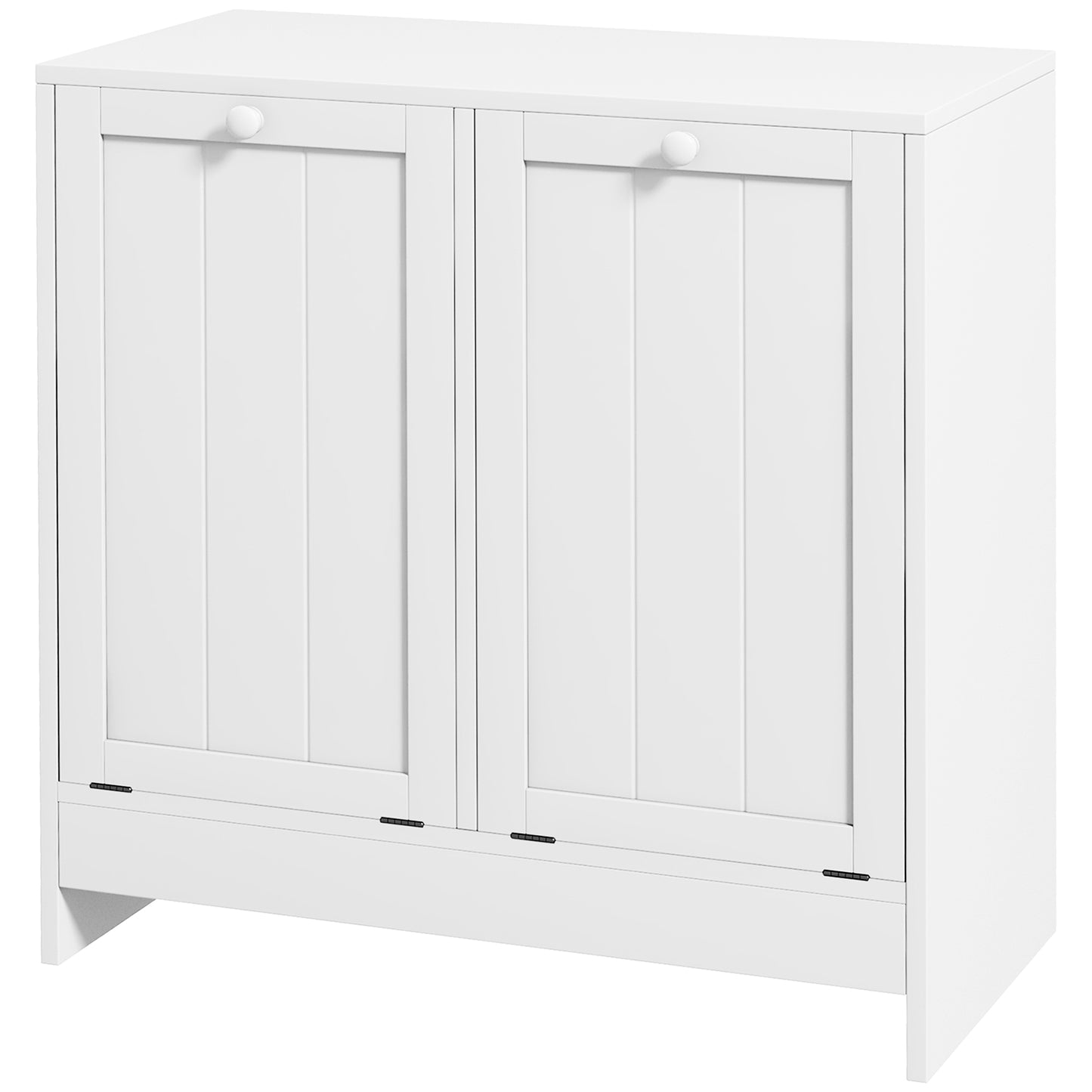 kleankin Modern Laundry Hamper: Tilt-Out Dual Compartment Cabinet for Chic Bathroom Storage, Crisp White | Dipra Home