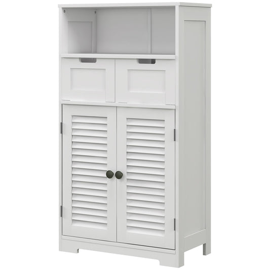 kleankin Bathroom Vanity Cabinet: Louvred Doors, Medicine Cupboard, Drawers, Open Shelf, Storage Unit | Dipra Home