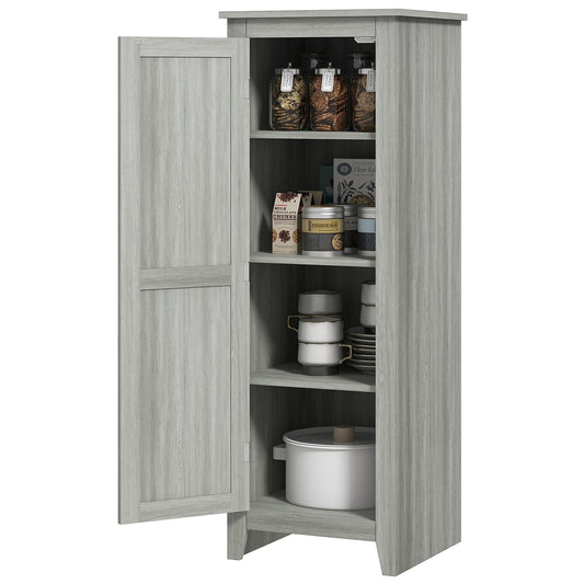 HOMCOM 48" Kitchen Pantry Storage Cabinet w/ Barn Door, Kitchen Pantry Cabinet w/ Adjustable Shelves, Grey Wood Grain | Dipra Home