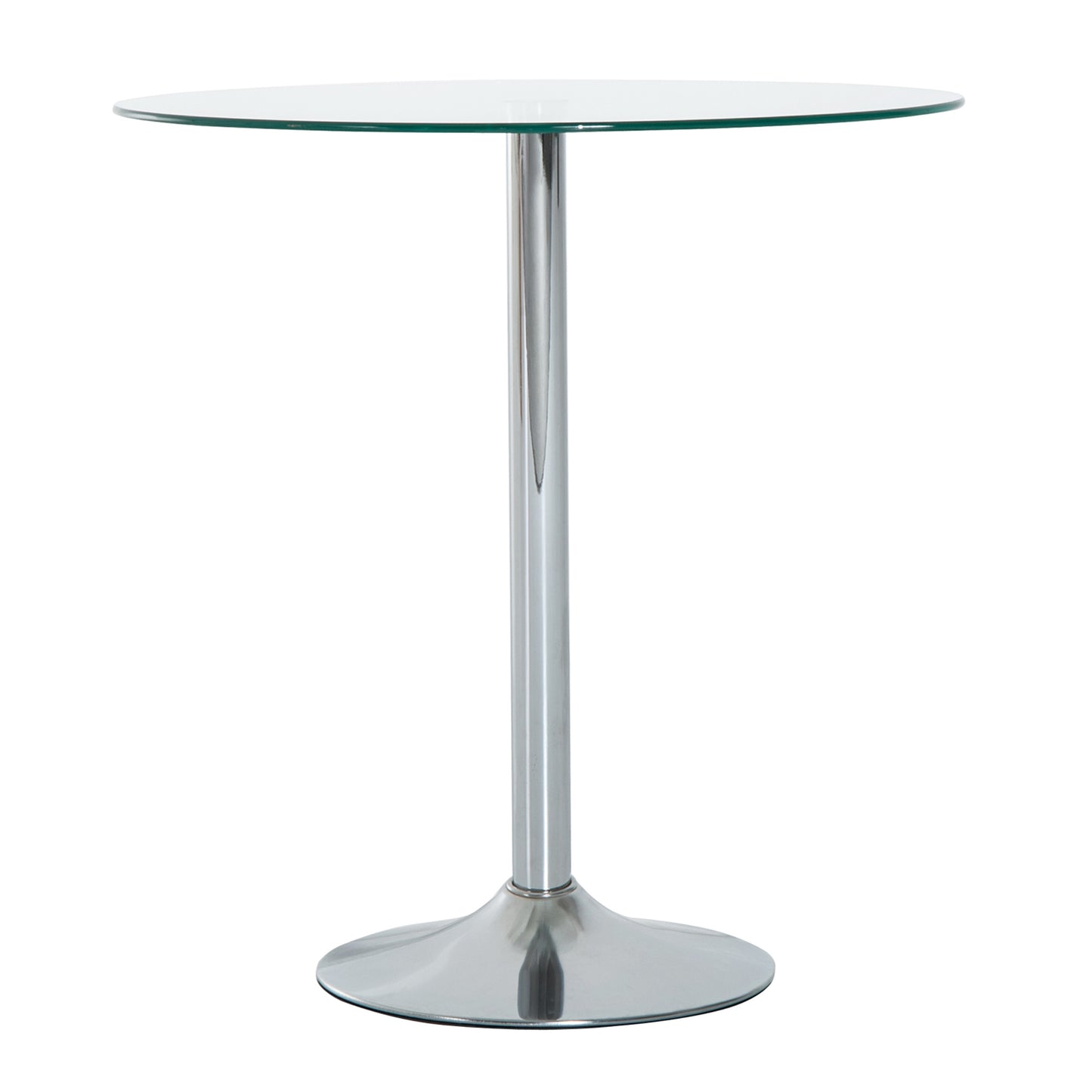 HOMCOM Compact Dining Delight: Round Pub Table with Tempered Glass Top, Silver Metal Base for Small Spaces | Dipra Home