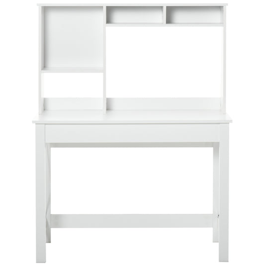 HOMCOM Computer Desk with Hutch, Home Office Study Table with Storage for Writing, Work, Workstation, White | Dipra Home