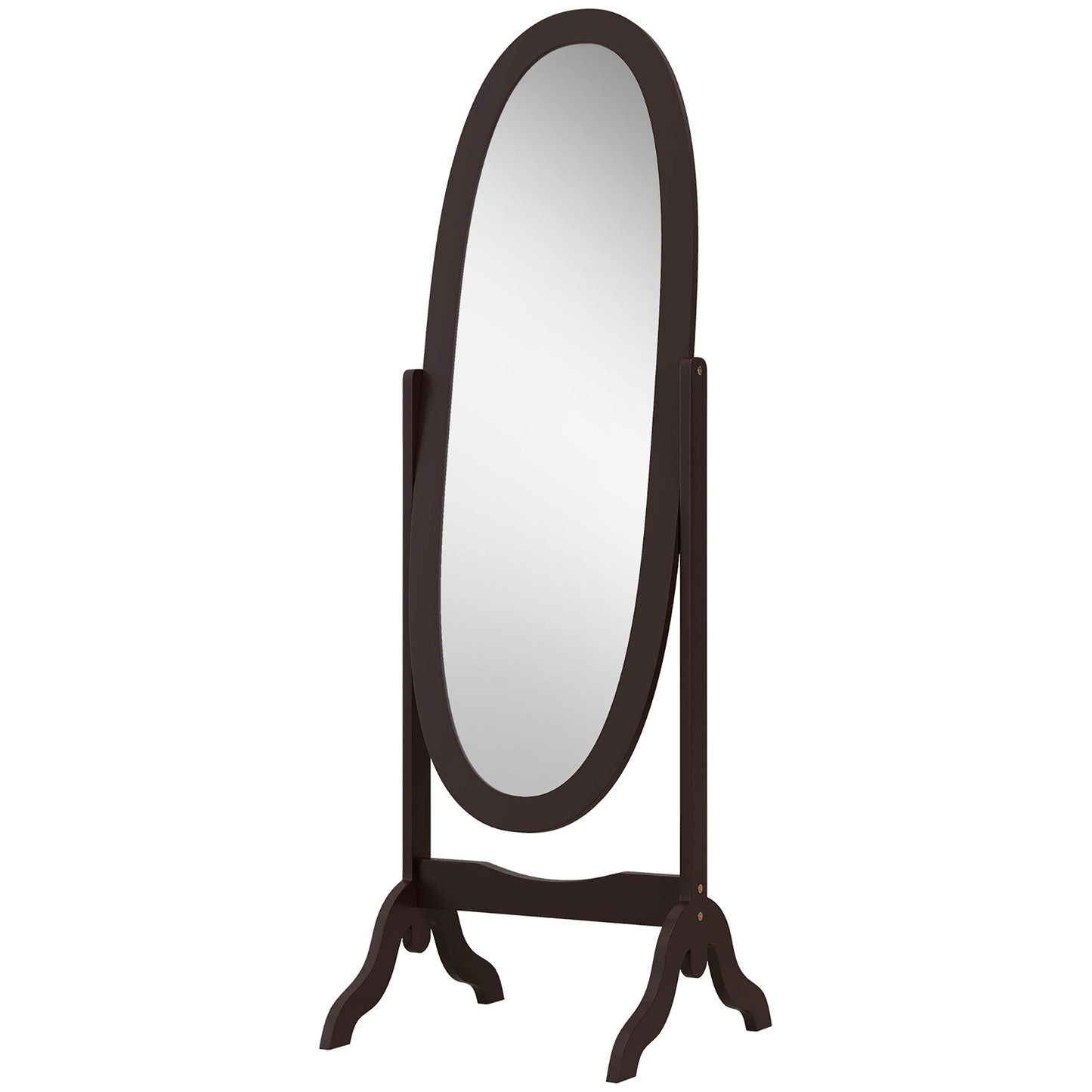 HOMCOM Floor Standing Mirror Full Length Mirror with Adjustable Angle Oval Frame for Dressing Room Bedroom Living Room Coffee | Dipra Home