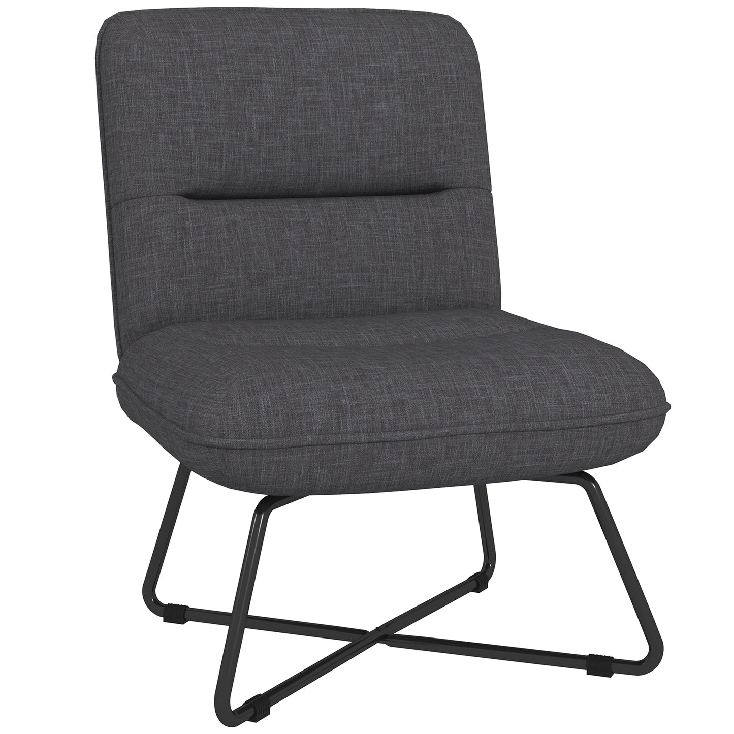 HOMCOM Minimalist Elegance: Upholstered Armless Accent Chair with Crossed Steel Legs, Dark Grey for Living Room | Dipra Home