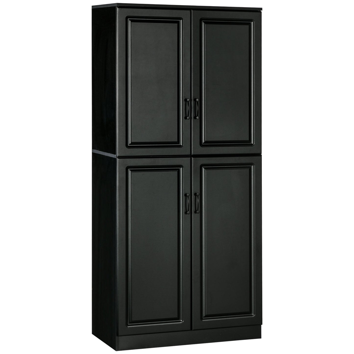 HOMCOM 71" Black Kitchen Pantry Cabinet Freestanding Storage with Hinged Doors Adjustable Shelves | Dipra Home