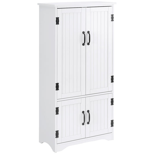 HOMCOM White Accent Kitchen Pantry Cabinet: Floor Storage Cupboard with Adjustable Shelves and Doors | Dipra Home