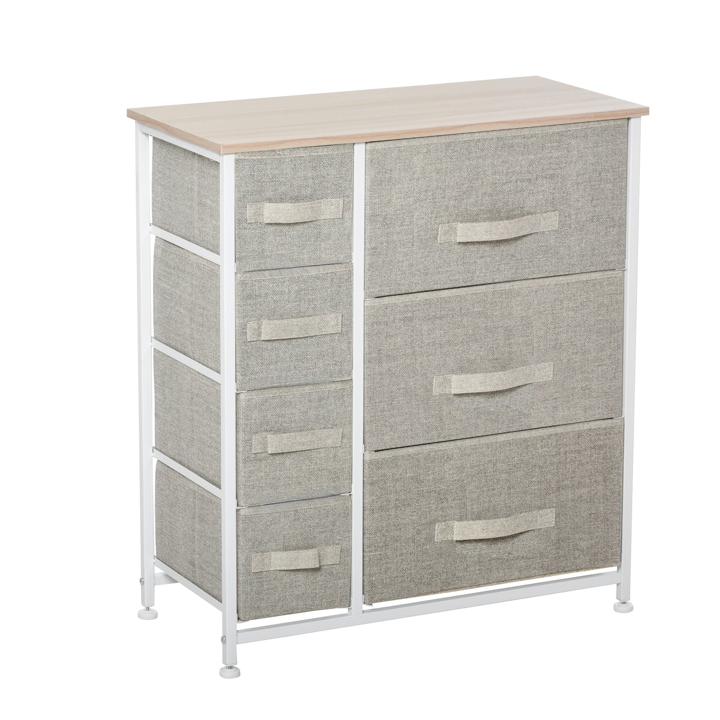 HOMCOM 7-Drawer Storage Cabinet: Fabric Bins, Metal Frame for Versatile Organization, Grey | Dipra Home