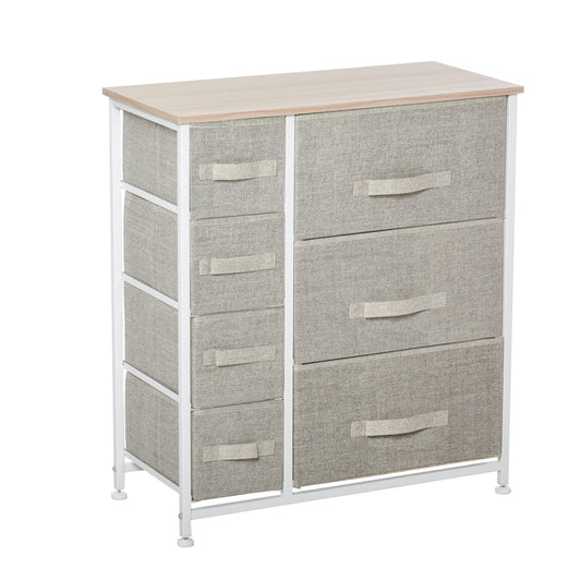 HOMCOM 7-Drawer Storage Cabinet: Fabric Bins, Metal Frame for Versatile Organization, Grey | Dipra Home