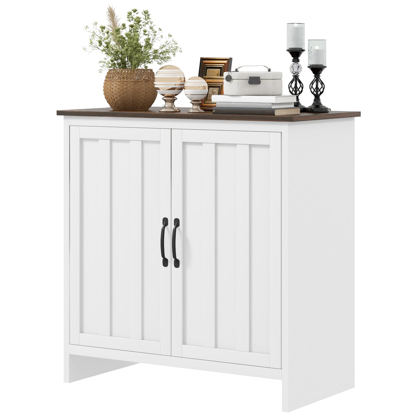 HOMCOM Kitchen Buffet Cabinet Modern Storage Cabinet Beadboard Doors Adjustable Shelf Dining Room White | Dipra Home