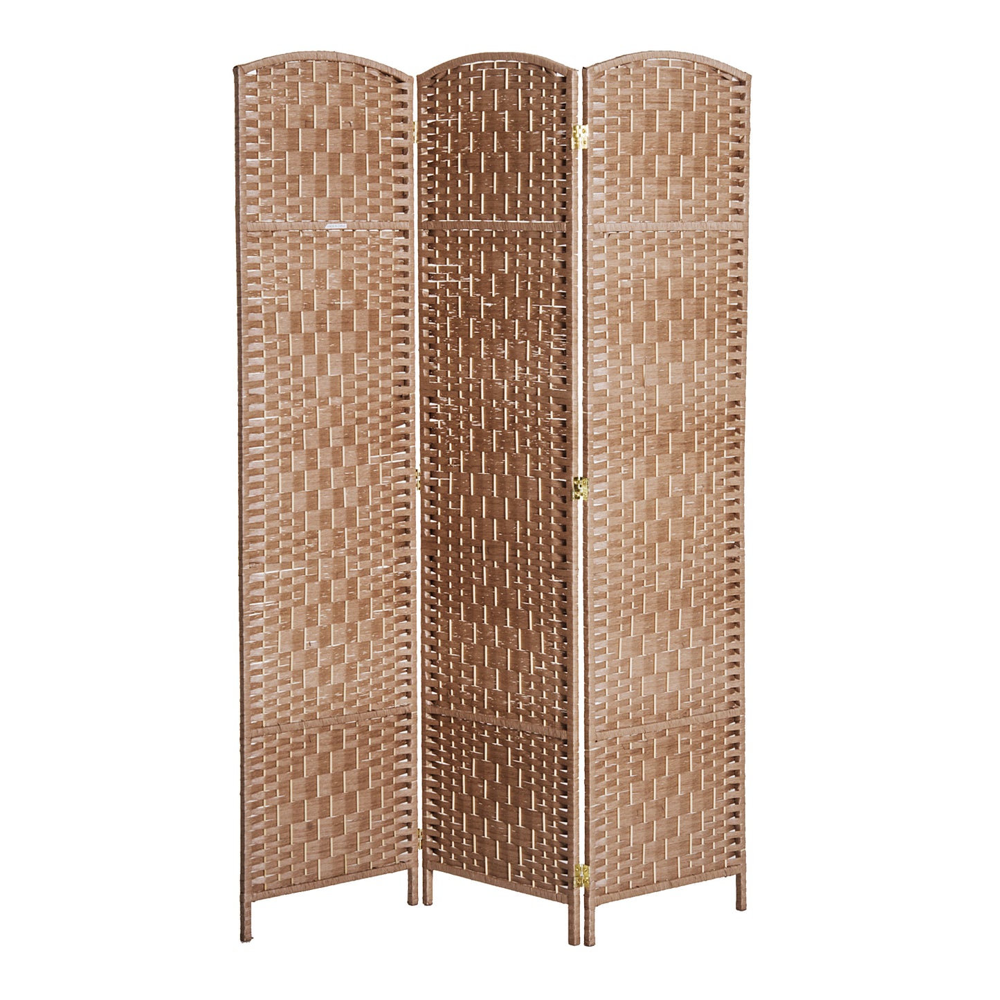 HOMCOM Natural Woven Room Divider: 6 Tall Wicker Weave Panels, 3 Panel Privacy Screen, Blonde Wood for Indoor Spaces | Dipra Home