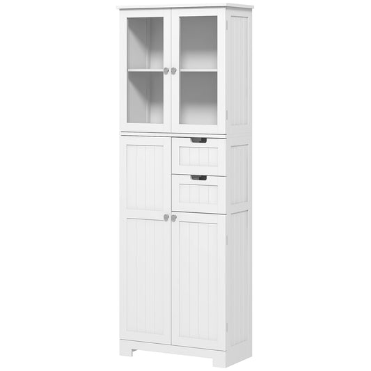 HOMCOM Tall Bathroom Storage Cabinet, Floor Bathroom Cabinet with Adjustable Shelves, for Kitchen, Living Room, White | Dipra Home