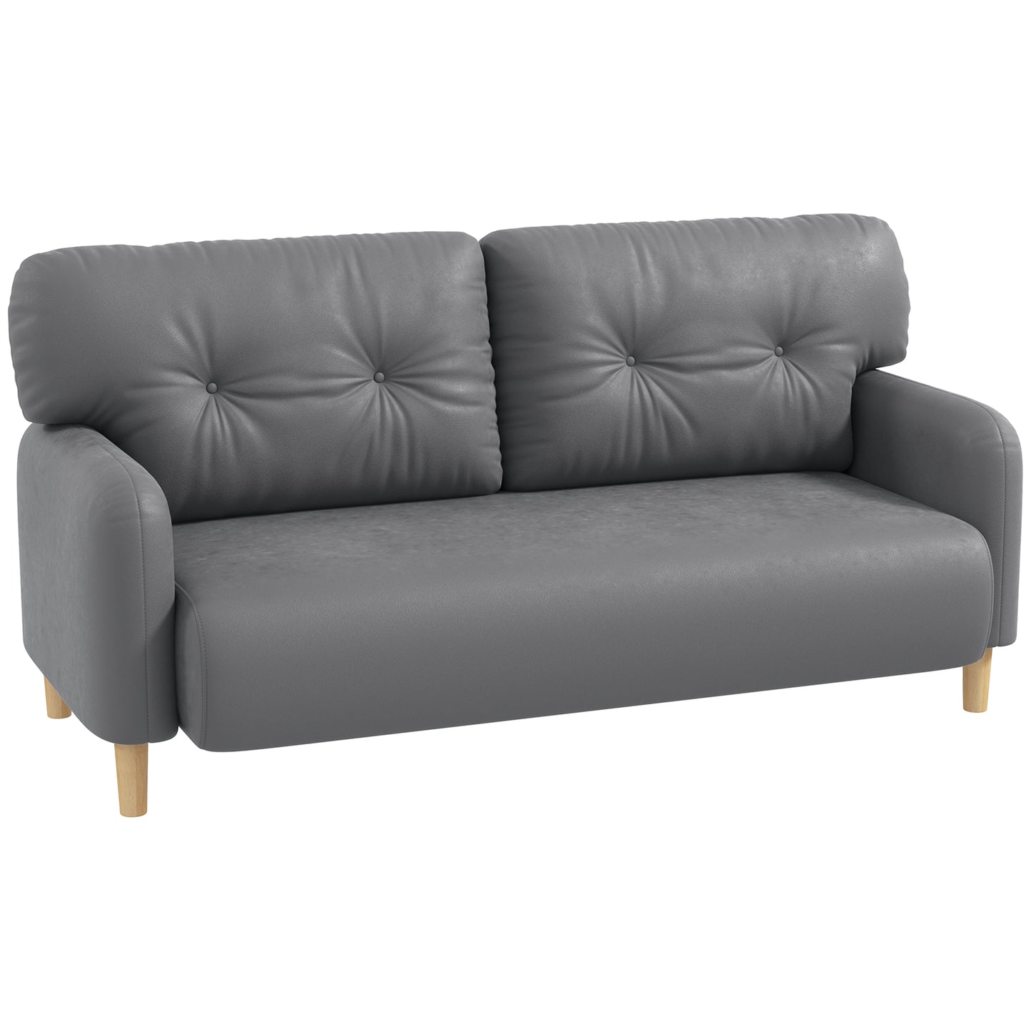 HOMCOM Loveseat Sofa 58" 2 Seat Modern Upholstered 2 Seater Couch Solid Wood Frame Grey Furniture | Dipra Home