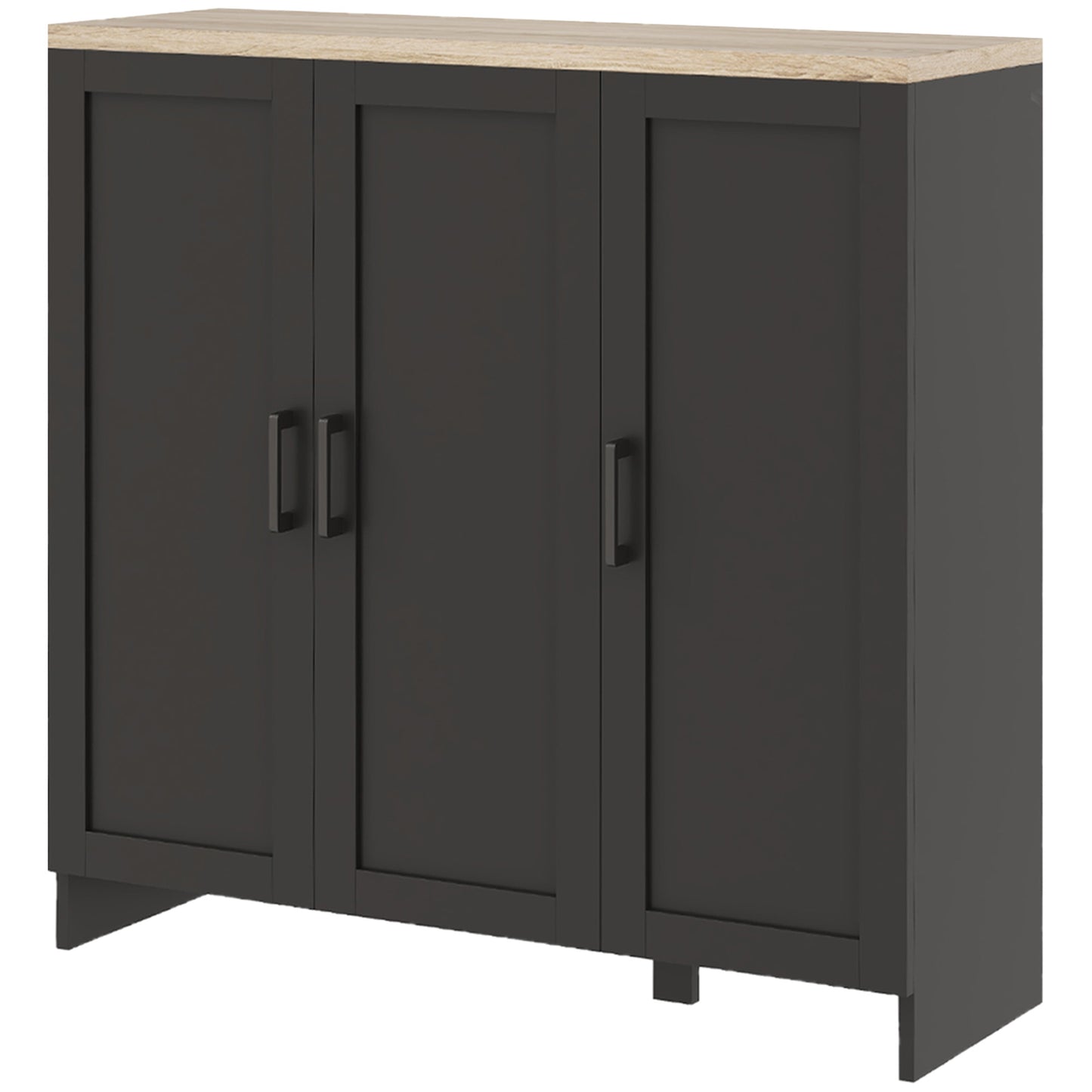 HOMCOM Contemporary Dining Storage: 3-Door Sideboard Buffet with Adjustable Shelves, Black Finish | Dipra Home