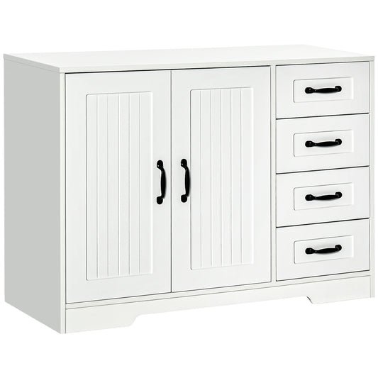 HOMCOM Modern Sideboard Storage Cabinet with Doors Cupboard and Drawers for Living Room Hallway Home Organization White | Dipra Home