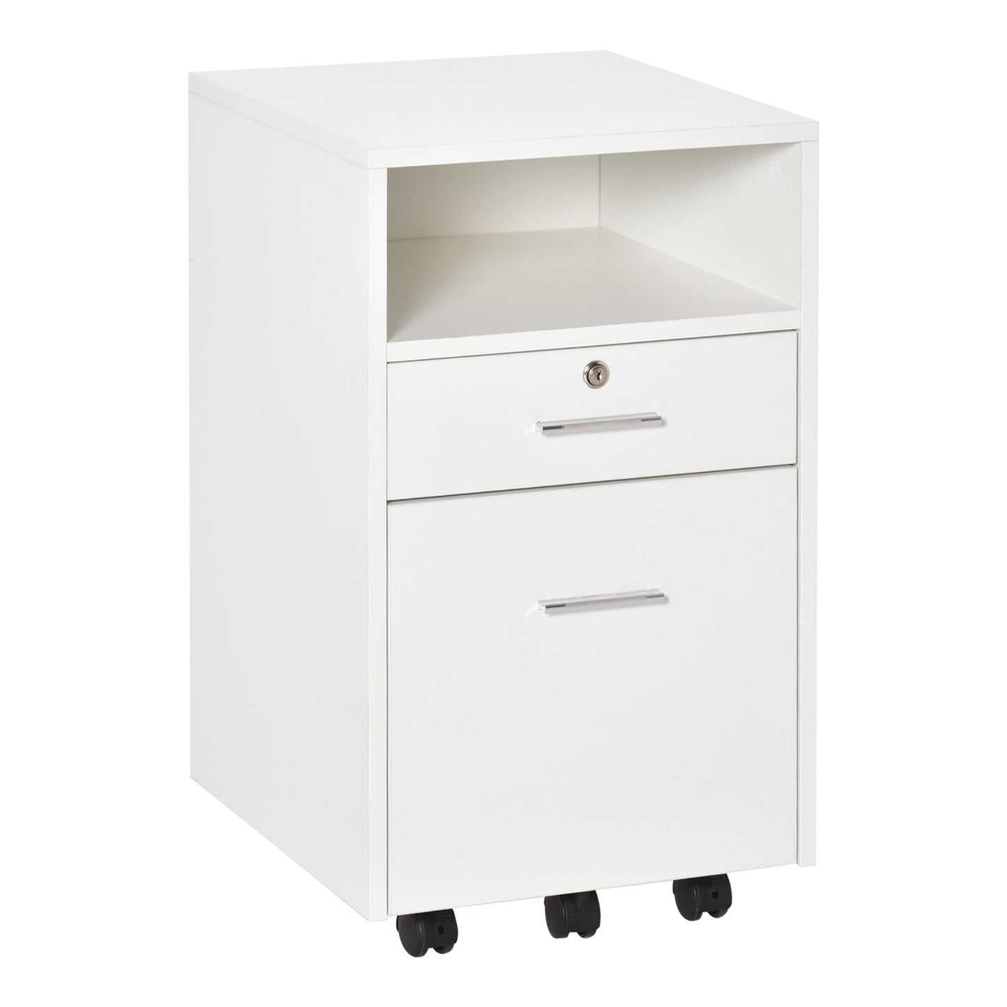 Vinsetto Mobile File Caddy: 2 Locking Drawers on Wheels for Secure Legal/Letter Document Storage & Easy Access, White | Dipra Home